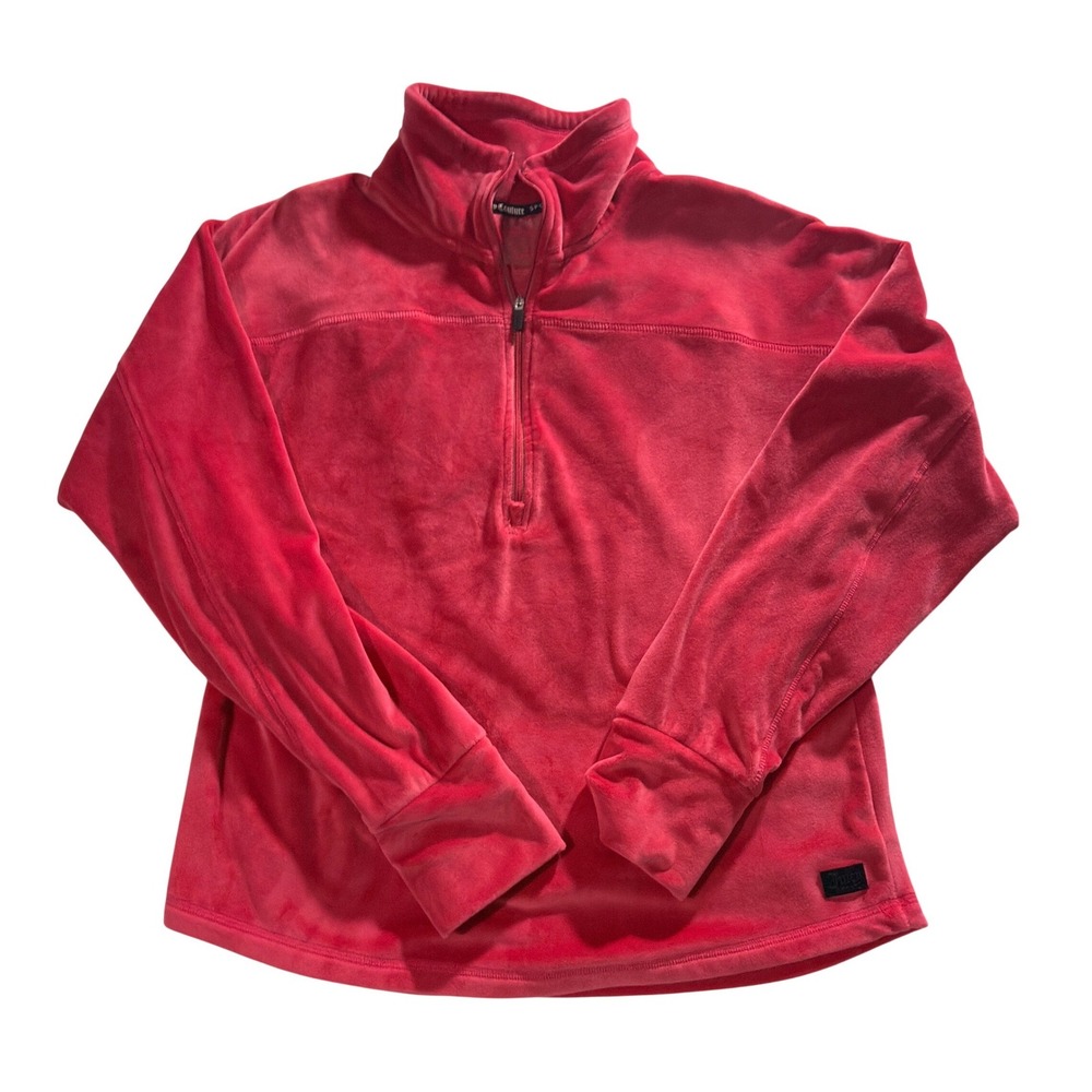 Juicy Couture Sport Hot Pink Velour Quarter Zip Pullover Thumbholes Large